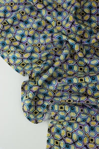 Blue/Purple/Yellow Geometric Rayon Challis