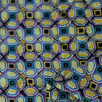 Load image into Gallery viewer, Blue/Purple/Yellow Geometric Rayon Challis
