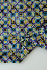 Blue/Purple/Yellow Geometric Rayon Challis