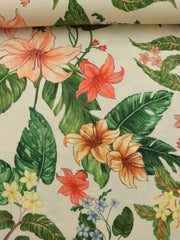 Load image into Gallery viewer, Lillies &amp; Plumerias on Soft Blush Italian Linen Viscose