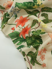 Load image into Gallery viewer, Lillies &amp; Plumerias on Soft Blush Italian Linen Viscose