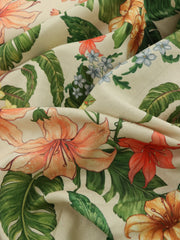 Load image into Gallery viewer, Lillies &amp; Plumerias on Soft Blush Italian Linen Viscose
