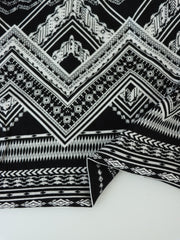 Load image into Gallery viewer, Black &amp; White Chevron Rayon Challis