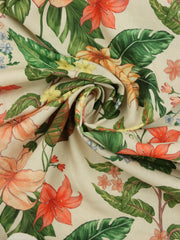 Load image into Gallery viewer, Lillies &amp; Plumerias on Soft Blush Italian Linen Viscose