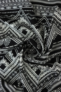 Black & White Chevron Rayon Challis