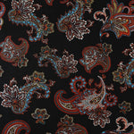Load image into Gallery viewer, Burgundy &amp; Blue Paisley on Black Rayon Challis
