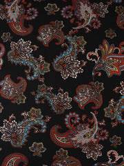 Load image into Gallery viewer, Burgundy &amp; Blue Paisley on Black Rayon Challis