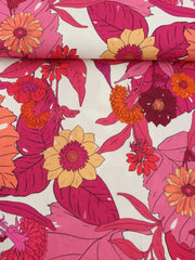 Load image into Gallery viewer, Tropical Fuchsia Floral Italian Linen Viscose