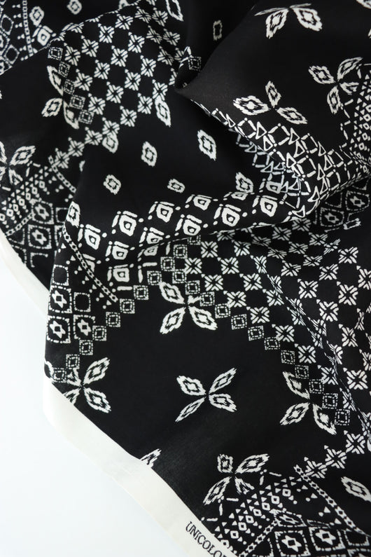 Patchwork on Black Rayon Challis