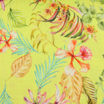 Load image into Gallery viewer, Hot Tropics on Neon Yellow Italian Linen Viscose Slub
