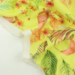 Load image into Gallery viewer, Hot Tropics on Neon Yellow Italian Linen Viscose Slub
