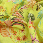 Load image into Gallery viewer, Hot Tropics on Neon Yellow Italian Linen Viscose Slub
