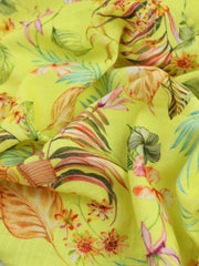 Load image into Gallery viewer, Hot Tropics on Neon Yellow Italian Linen Viscose Slub