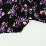 Load image into Gallery viewer, Purple Roses on Black Rayon Challis
