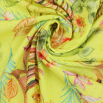 Load image into Gallery viewer, Hot Tropics on Neon Yellow Italian Linen Viscose Slub
