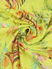 Load image into Gallery viewer, Hot Tropics on Neon Yellow Italian Linen Viscose Slub
