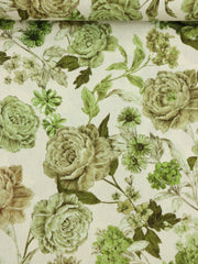 Load image into Gallery viewer, Green Roses &amp; Vines Italian Linen Viscose

