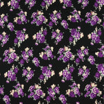 Load image into Gallery viewer, Purple Roses on Black Rayon Challis
