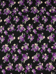 Load image into Gallery viewer, Purple Roses on Black Rayon Challis
