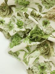 Load image into Gallery viewer, Green Roses &amp; Vines Italian Linen Viscose
