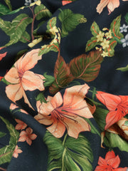 Load image into Gallery viewer, 1YD 21IN REMNANT; Lillies &amp; Plumerias on Navy Italian Linen Viscose