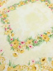 Load image into Gallery viewer, Yellow Bouquet on Beige Ice Dye Italian Linen Viscose