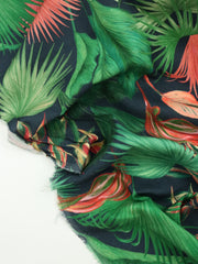 Load image into Gallery viewer, To The Tropics on Navy Italian Linen Viscose