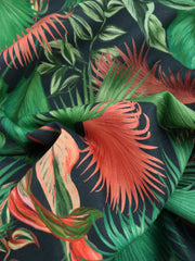 Load image into Gallery viewer, To The Tropics on Navy Italian Linen Viscose