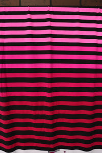 1YD 32IN REMNANT; Neon Pink/Hot Pink/Magenta/Ruby K-Deer Signature Stripe Athletic Nylon/Spandex Tricot