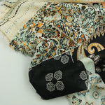 Load image into Gallery viewer, Black Floral Block Print Italian Cotton Organza
