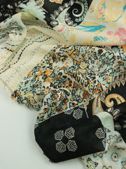 Load image into Gallery viewer, Black Floral Block Print Italian Cotton Organza