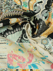 Load image into Gallery viewer, Black Floral Block Print Italian Cotton Organza