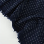 Load image into Gallery viewer, 2YD 20IN REMNANT; Navy Pinstripe Luxor Heavy Linen Slub

