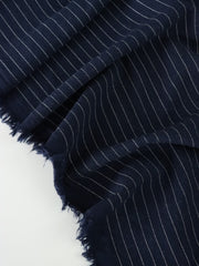 Load image into Gallery viewer, Navy Pinstripe Luxor Heavy Linen Slub