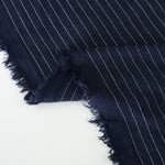 Load image into Gallery viewer, 2YD 20IN REMNANT; Navy Pinstripe Luxor Heavy Linen Slub
