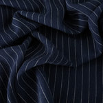 Load image into Gallery viewer, 2YD 20IN REMNANT; Navy Pinstripe Luxor Heavy Linen Slub
