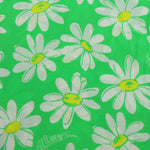 Load image into Gallery viewer, Daisies on Bright Green Print Italian Cotton Blend
