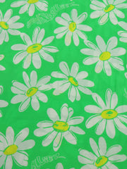 Load image into Gallery viewer, Daisies on Bright Green Print Italian Cotton Blend