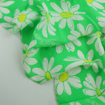 Load image into Gallery viewer, Daisies on Bright Green Print Italian Cotton Blend
