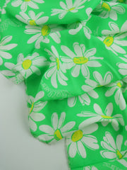 Load image into Gallery viewer, Daisies on Bright Green Print Italian Cotton Blend