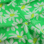 Load image into Gallery viewer, Daisies on Bright Green Print Italian Cotton Blend
