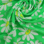 Load image into Gallery viewer, Daisies on Bright Green Print Italian Cotton Blend
