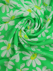 Load image into Gallery viewer, Daisies on Bright Green Print Italian Cotton Blend
