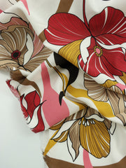 Load image into Gallery viewer, Red Retro Blooms Print Italian Cotton Shirting