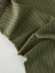 Load image into Gallery viewer, Olive Pinstripe Luxor Heavy Linen Slub