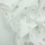 Load image into Gallery viewer, Silver Sparkle Polka Dot Print Italian Cotton Shirting
