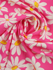 Load image into Gallery viewer, Daisies on Hot Pink Print Italian Cotton Blend