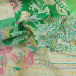Load image into Gallery viewer, Green Floral Block Print Italian Cotton Organza
