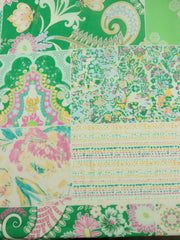 Load image into Gallery viewer, Green Floral Block Print Italian Cotton Organza