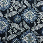 Load image into Gallery viewer, Blue &amp; White Floral Medallions on Navy Italian Cotton Shirting

